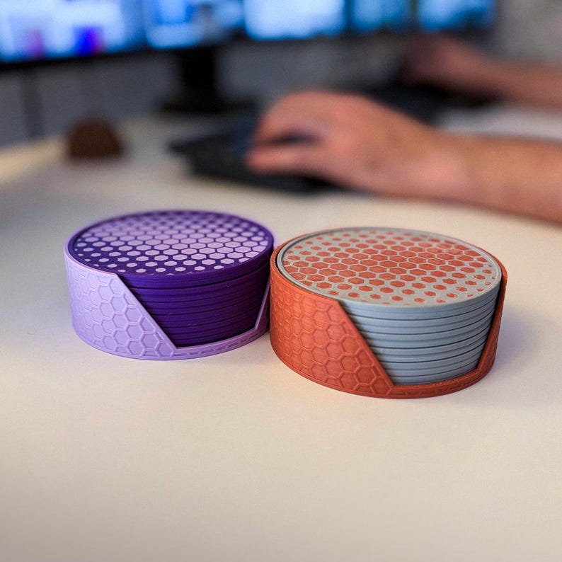 3D-gedruckte Untersetzer mit Wabenmuster – Produktansicht 3