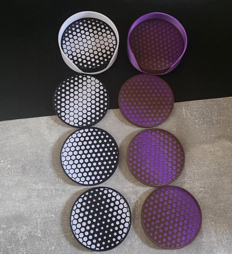 3D-gedruckte Untersetzer mit Wabenmuster – Produktansicht 2